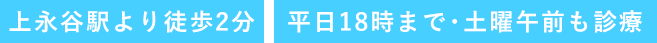 上永谷駅より徒歩2分 平日18時45分まで・土曜診療対応